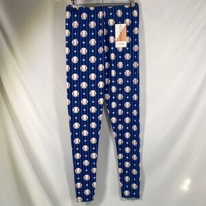 Honey and Lace Navy Baseball Print Leggings NWT